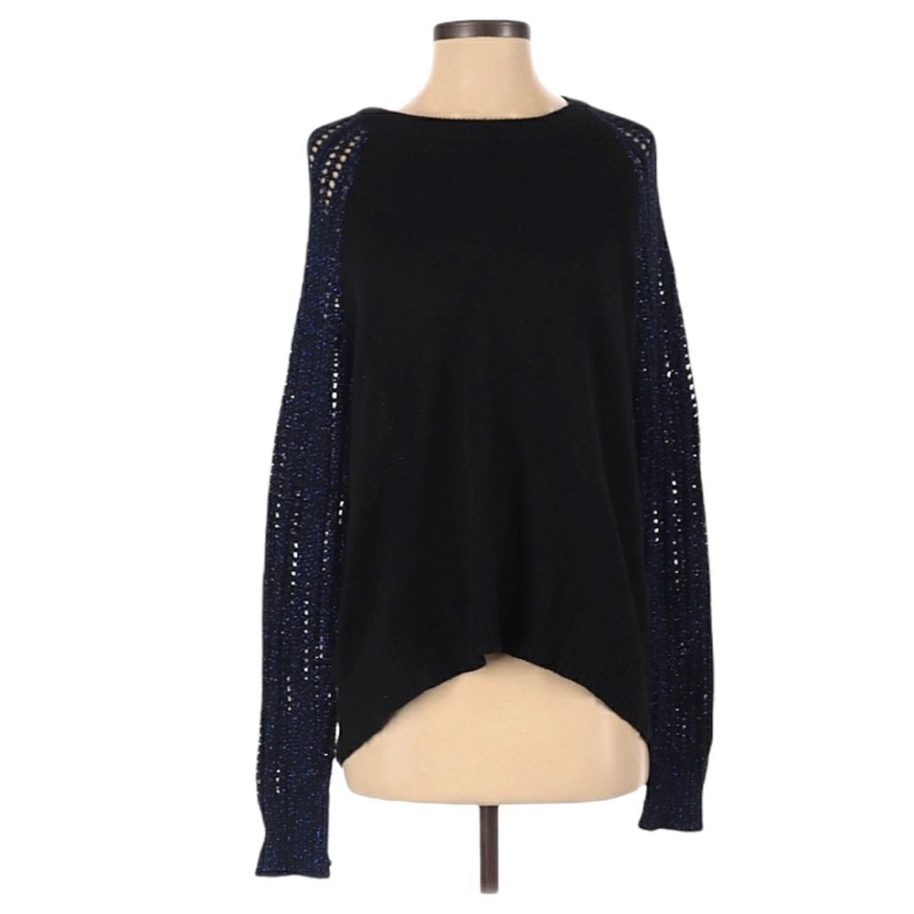 Anthro Leroy & Perry Sweater Size‎ S Black Blue Open Knit Slouchy Indie Sleeze